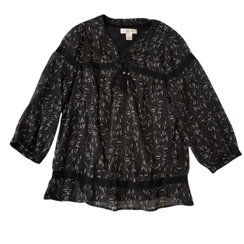 Flowy, bohemian-style black top. Size S